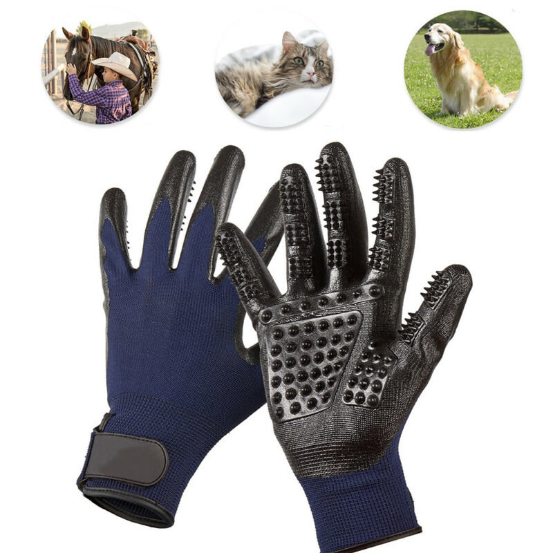 Pet Dog Cat Horse Cleaner Grooming Gloves Brush Hair Remover Shedding Massage UK